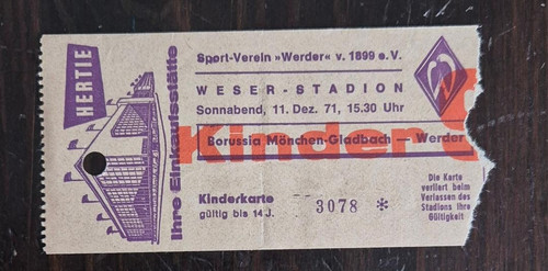 Ticket bundesliga 71 - ticket, 11.12.71